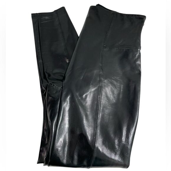 Spanx Faux Patent Leather Black Leggings Size LARGE Style 20301R - Picture 6 of 13